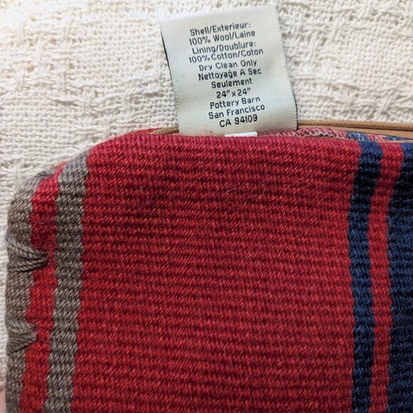 Pottery Barn Wool Pillow Covers Southwestern Stripe Blanket Stitch Set of 2 - Picture 6 of 10